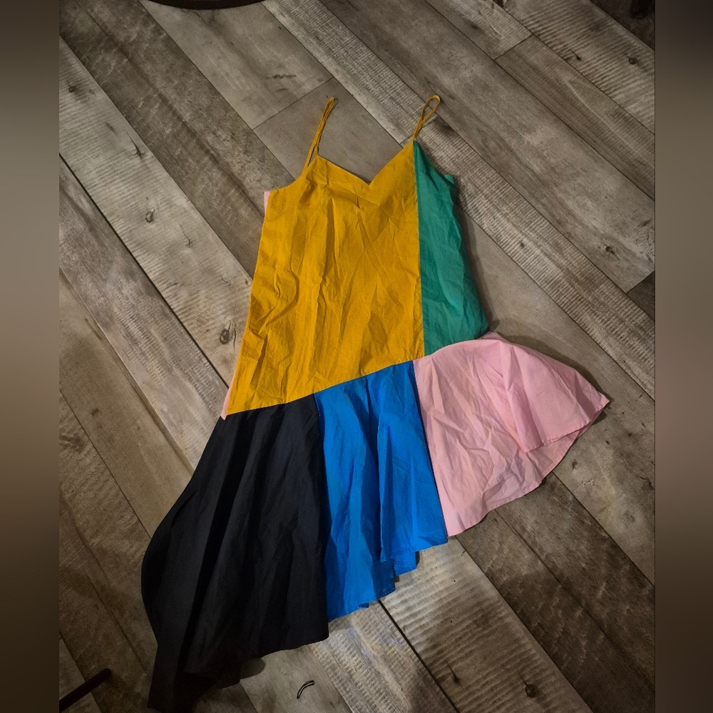 English Factory Slip Mini Dress Asymetrical  Colorblock S - Picture 3 of 8